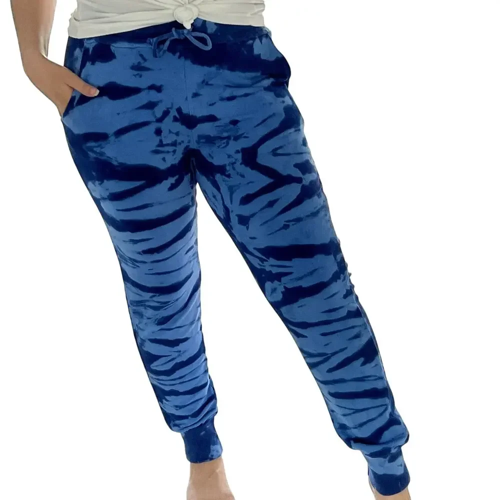 NEW Red Haute Blue Tie Dye Jogger Sweatpants Medium Loungewear - Picture 1 of 6